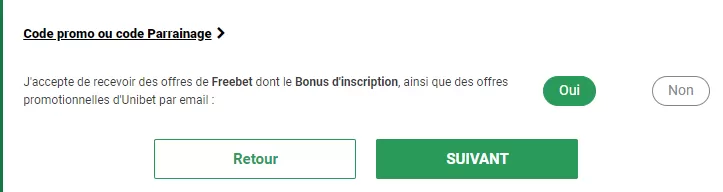 Freebet à l'inscription sur Unibet